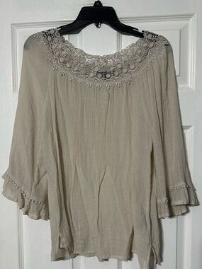 Zac & Rachel Crochet-Neck Boho Peasant Blouse
